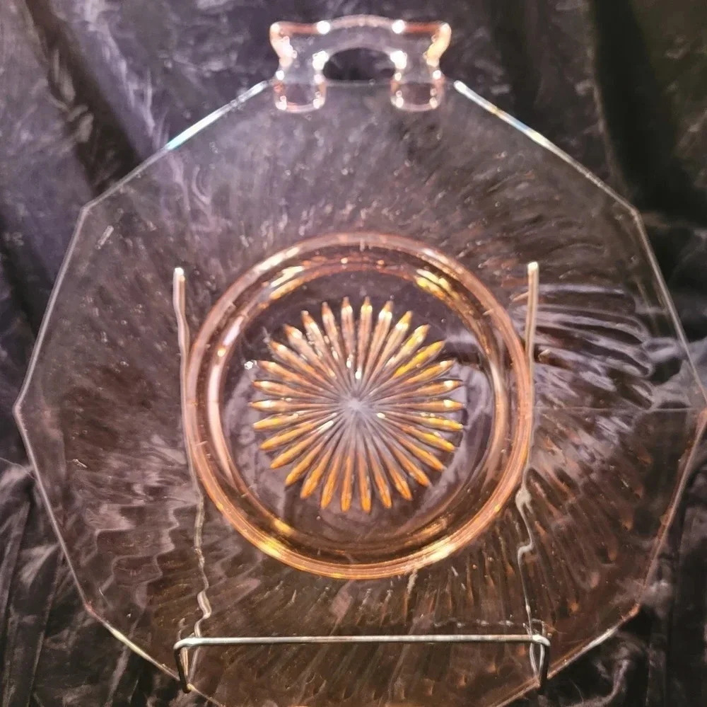 0281. EUC ~ VINTAGE Anchor Hocking Pink Depression Glass Platter 🩷 Miss America